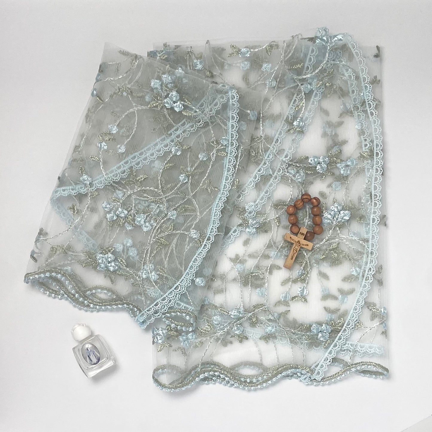 Queen of Peace - Mommy & Me Girls Set-Blue Floral-No