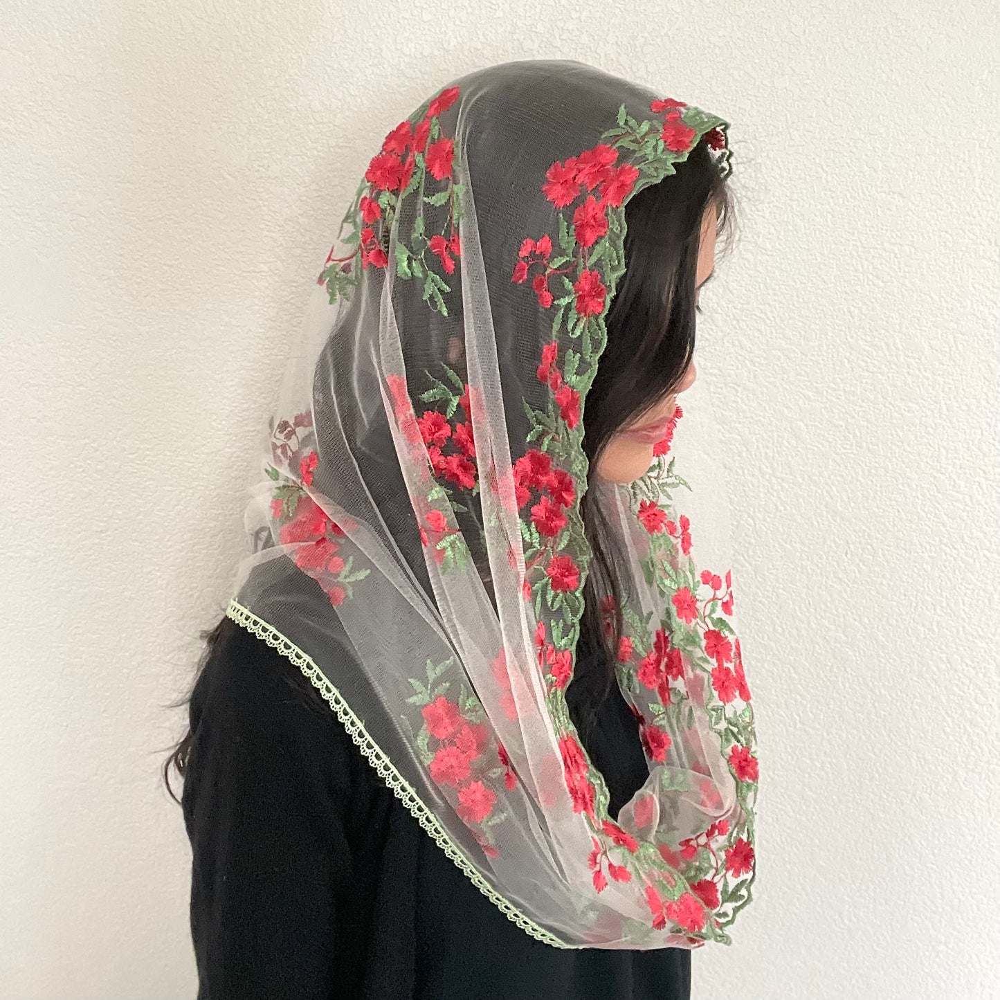 Queen of Families Infinity Veil - Women (Copy)-Women Veil-Red/Green-Mama Mary & Me