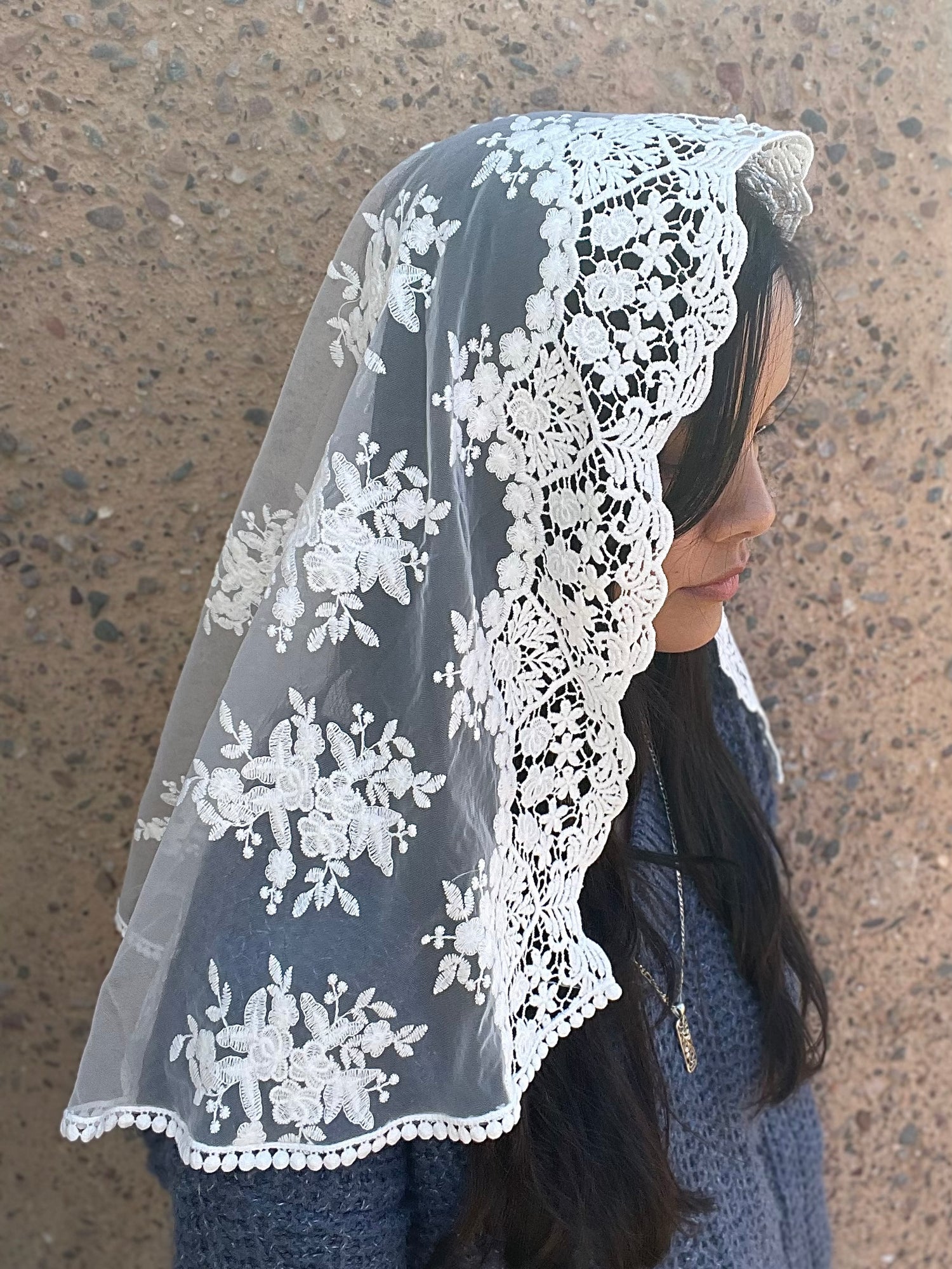 Queen of All Saints D Shape Veil - Women-Women Veil-Mama Mary & Me