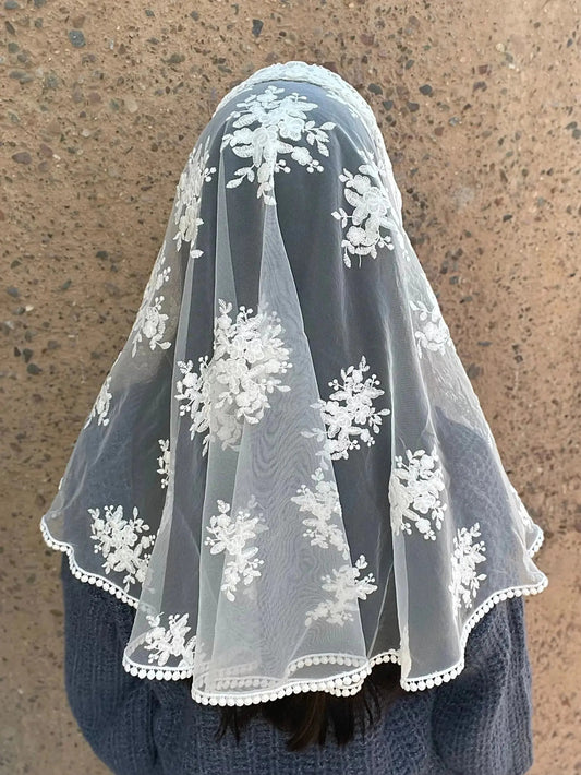Queen of All Saints D Shape Veil - Women-Women Veil-Mama Mary & Me