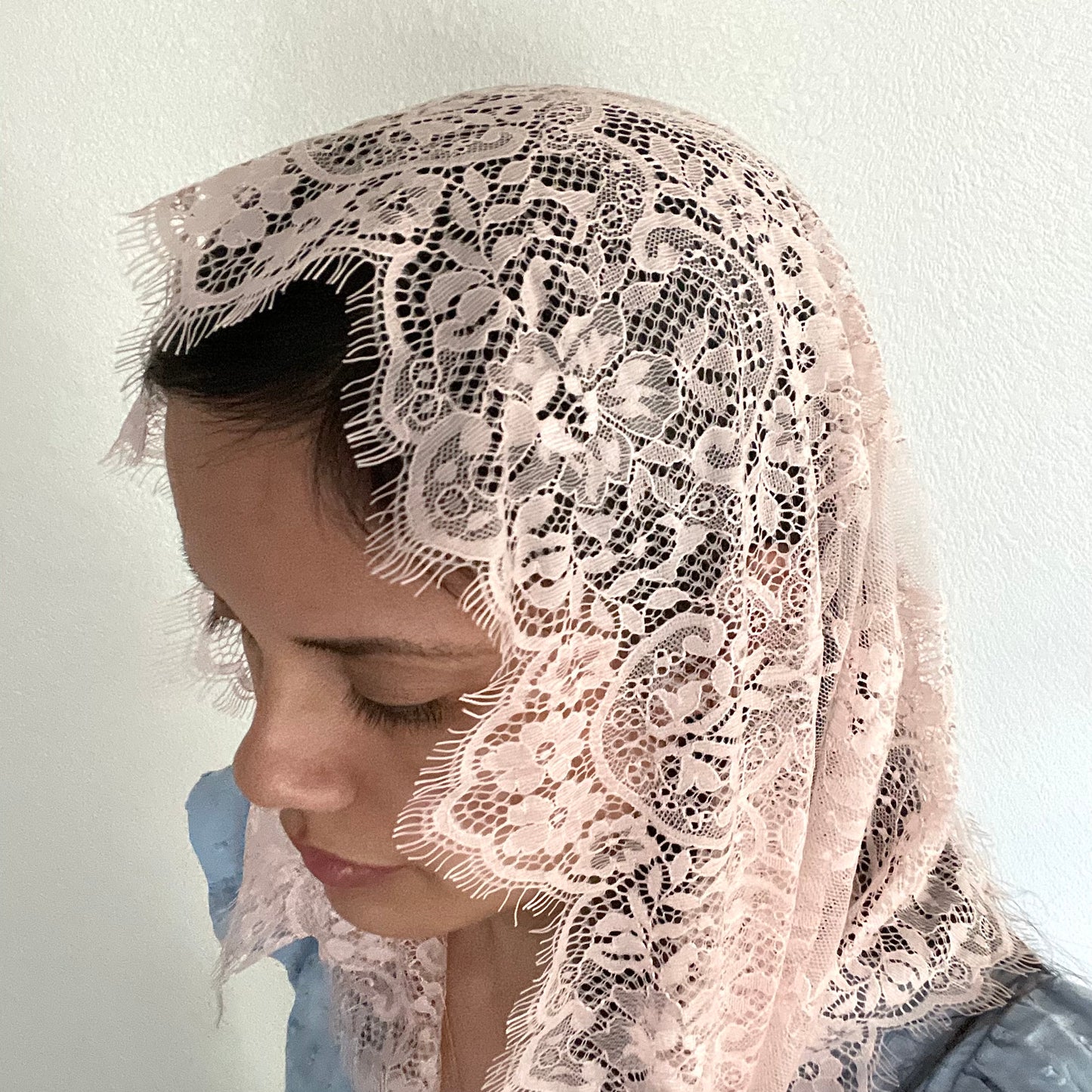 Seat of Wisdom Infinity Veil - Girls-Girls Veil-Blush Pink-Mama Mary & Me