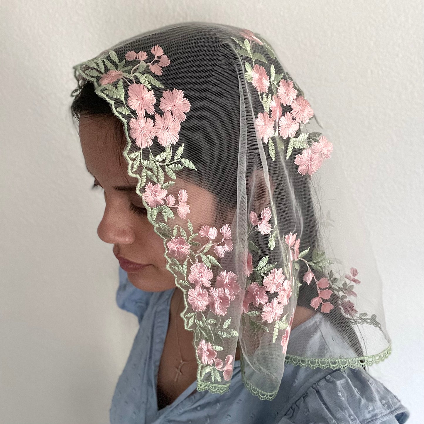 Queen of Families D Shape Veil - Girls-Girls Veil-Mama Mary & Me