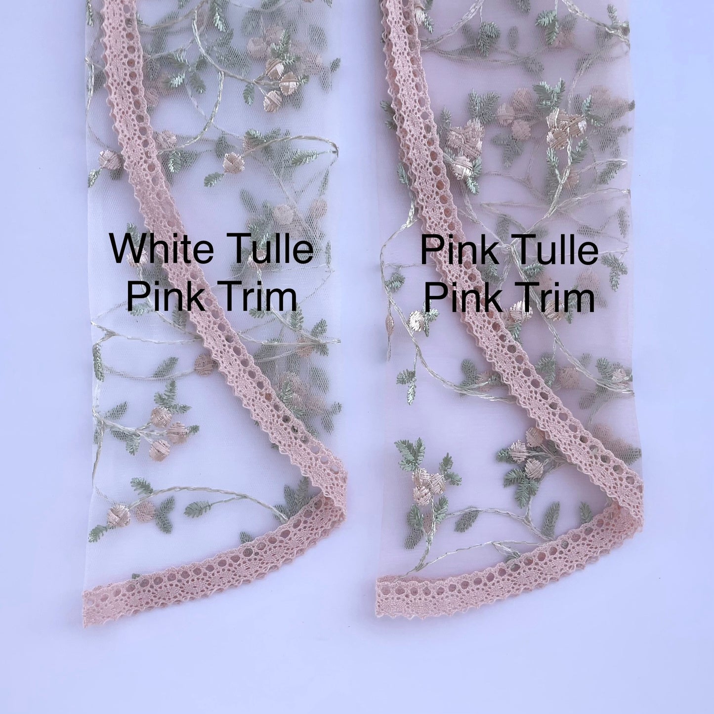 Queen of Peace - Mommy & Me Baby Set-Newborn Headband Veil and Mommy D Shape Veil-White Tulle; Pink Trim