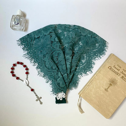 Traditional Catholic Baby Veil - Ark of the Covenant - Soft Lace Headband