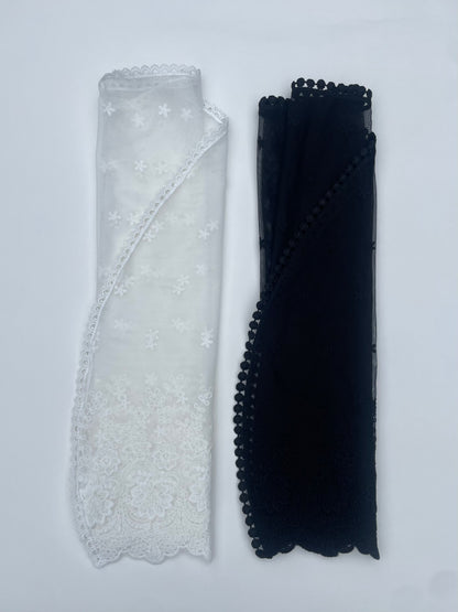 Tower of David - Mommy & Me Baby Set-Newborn Headband Veil and Mommy Shawl Veil-Black