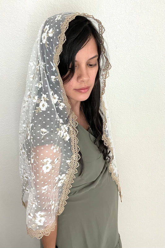 Mother of Good Counsel Rectangle Shawl Veil - Women-Women Veil-Mama Mary &amp; Me