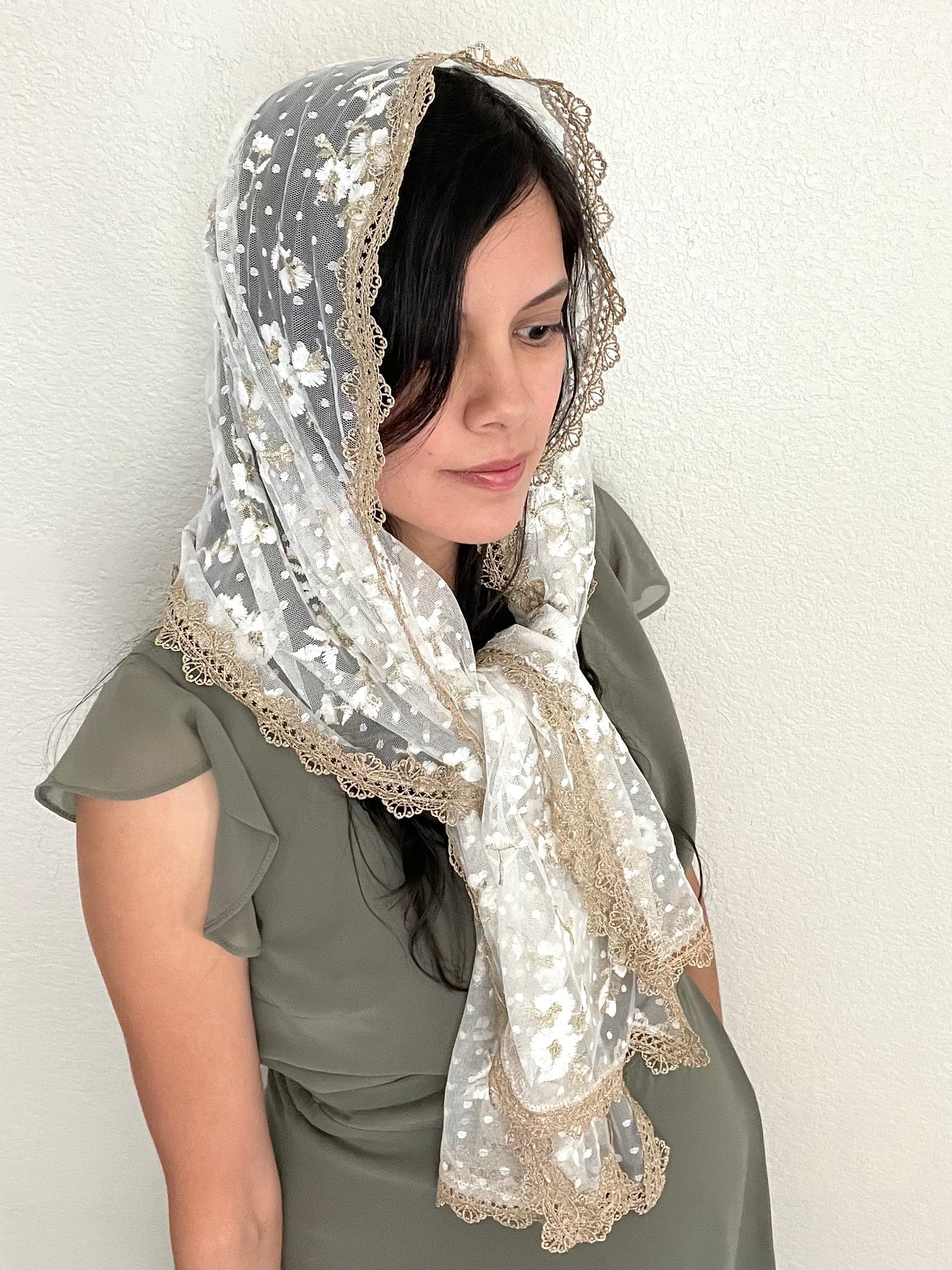 Mother of Good Counsel Rectangle Shawl Veil - Women-Women Veil-Mama Mary &amp; Me