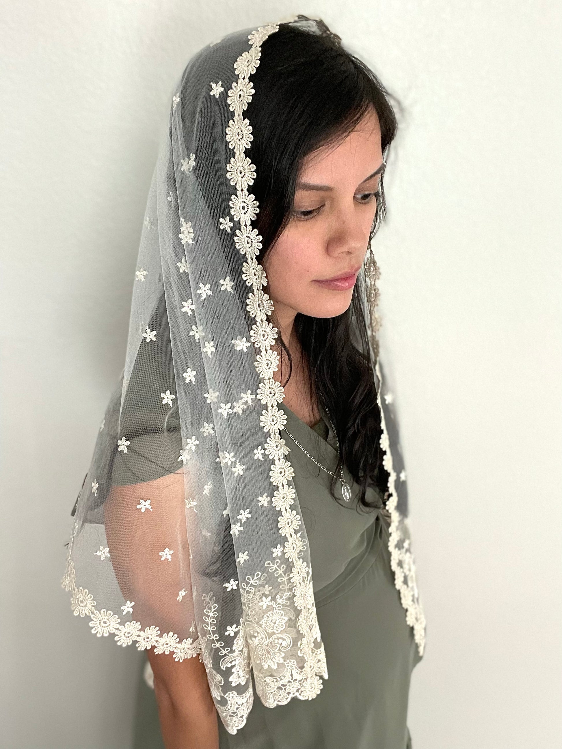 Tower of David Rectangle Shawl Veil - Women-Veil-Mama Mary &amp; Me