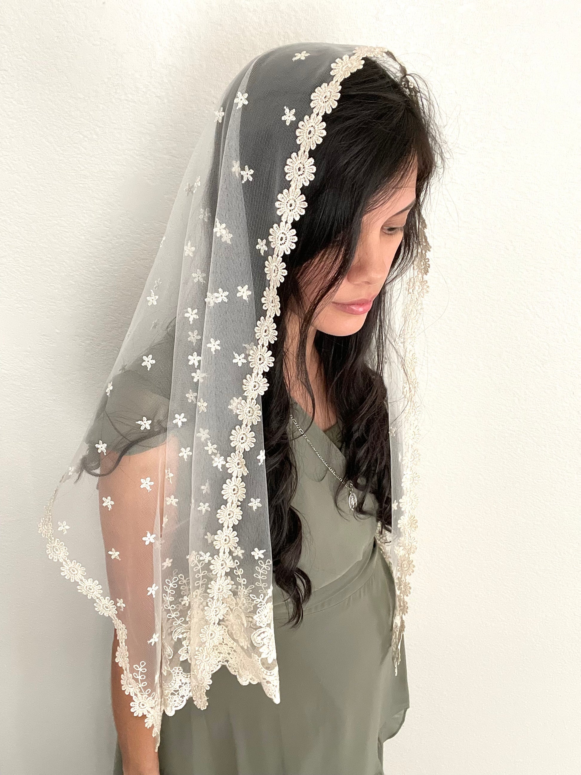 Tower of David Rectangle Shawl Veil - Women-Veil-Mama Mary &amp; Me