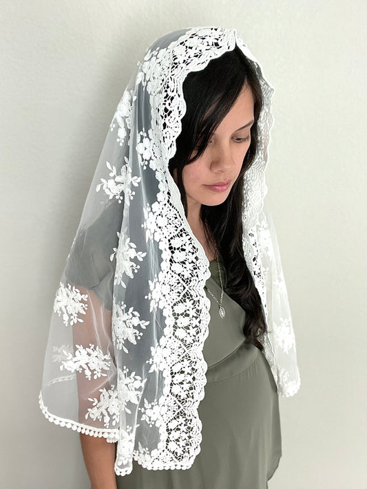 Queen of All Saints Wrap Shawl Veil - Women-Women Veil-Mama Mary &amp; Me