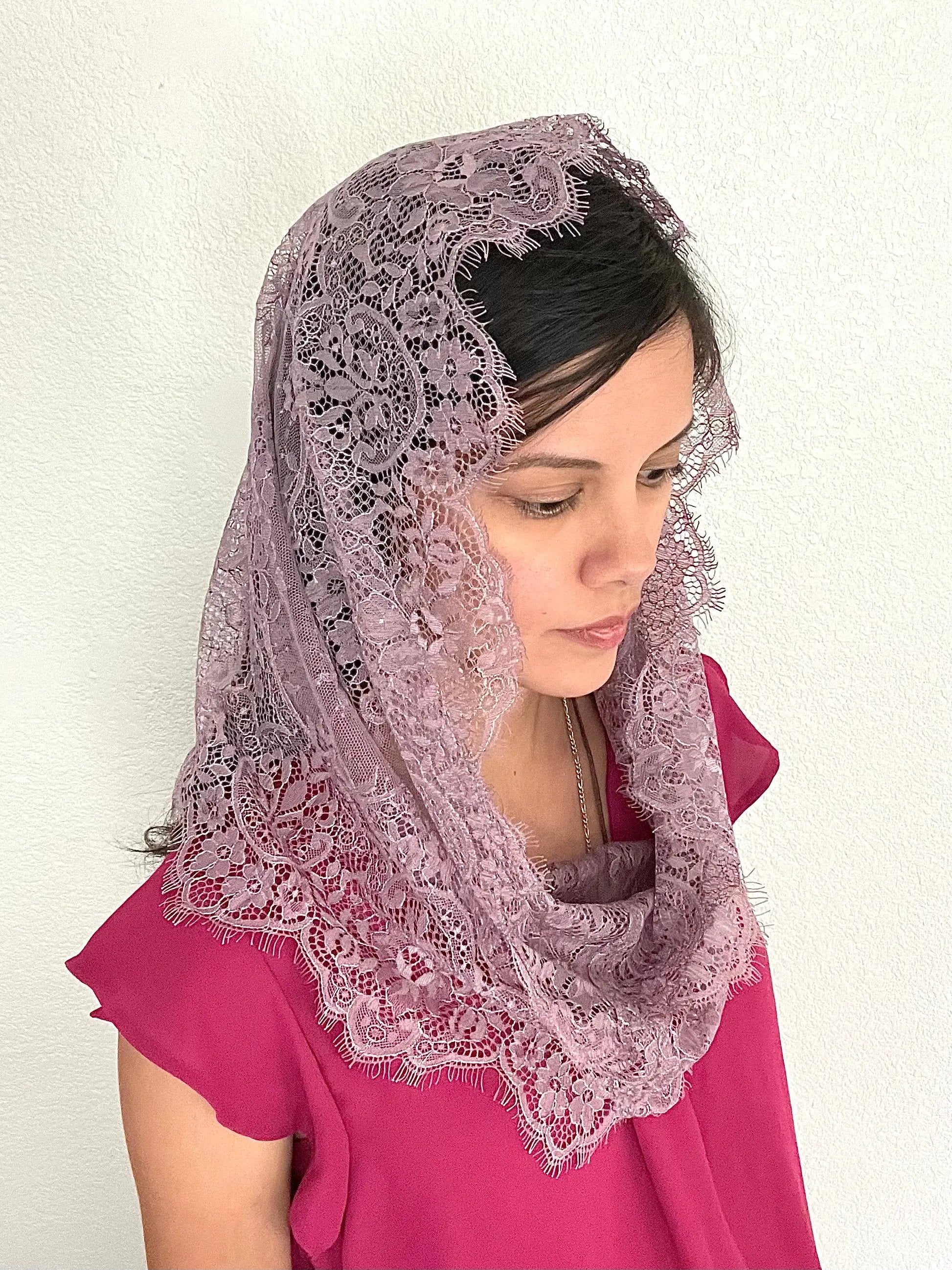 Seat of Wisdom Infinity Veil - Girls-Girls Veil-Heather Purple-Mama Mary &amp; Me