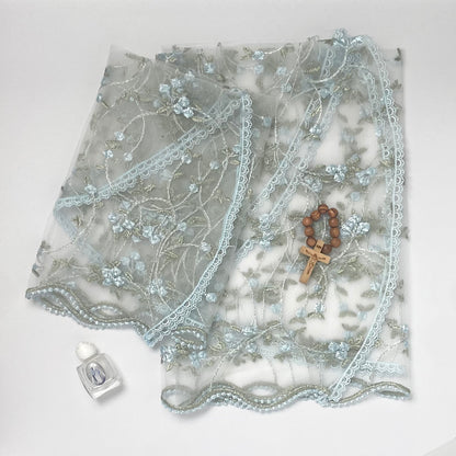 Queen of Peace - Mommy & Me Girls Set-Blue Floral-No