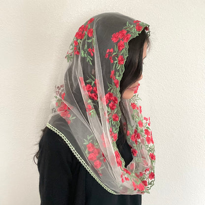 Queen of Families Infinity Veil - Women (Copy)-Women Veil-Red/Green-Mama Mary &amp; Me