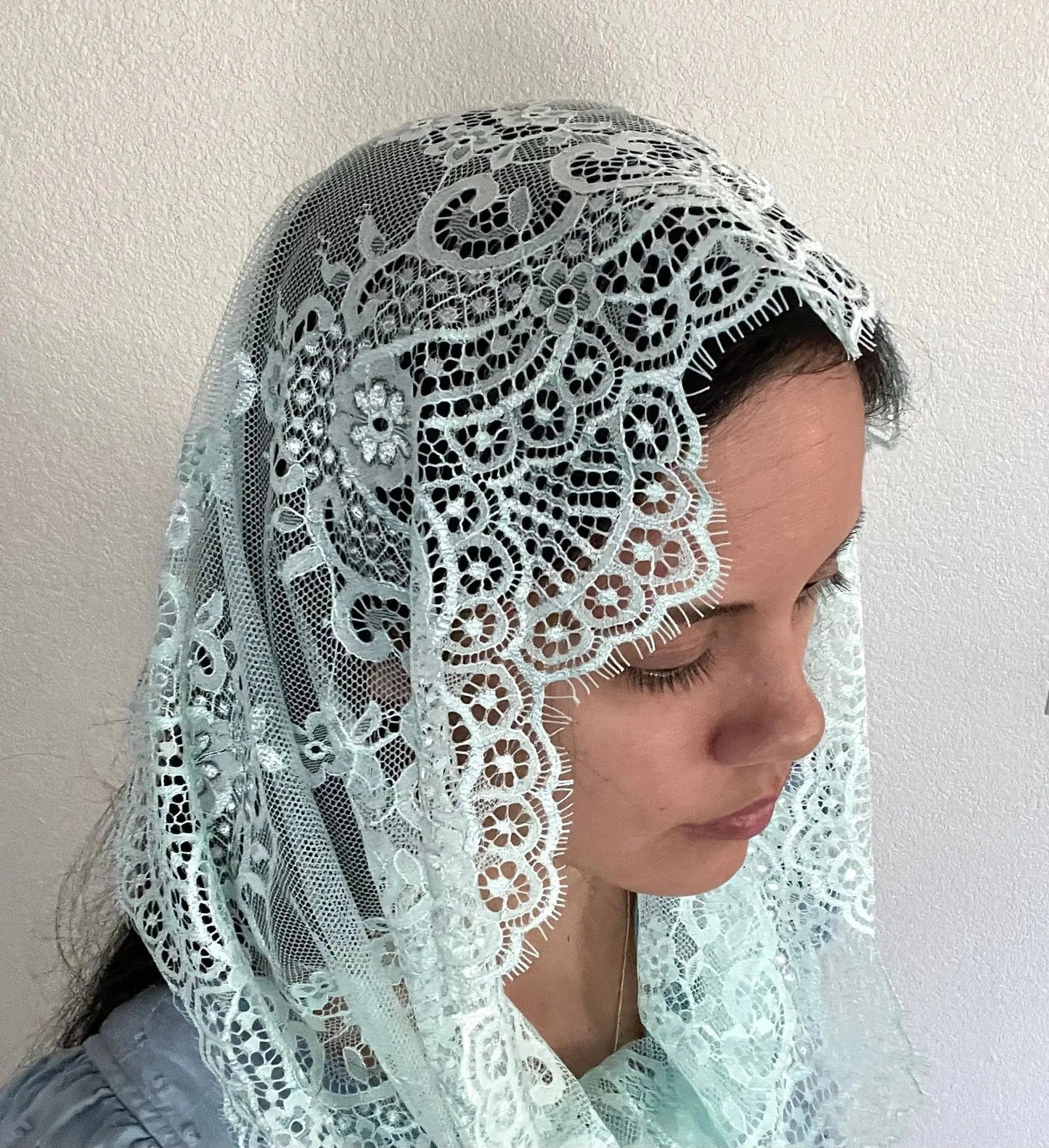 Gate of Heaven Infinity Veil - Girls-Girls Veil-Light Blue-Mama Mary &amp; Me