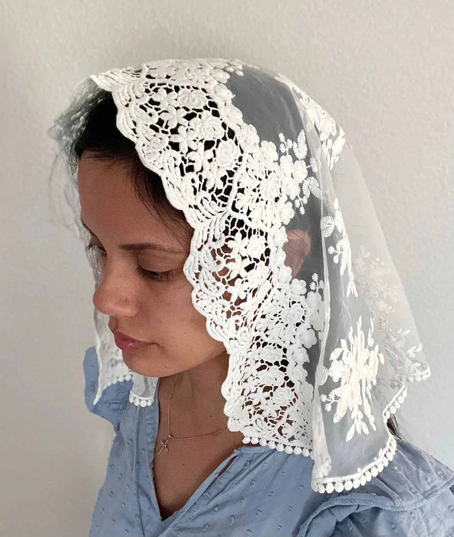 Queen of All Saints D Shape Veil - Girls-Girls Veil-Mama Mary &amp; Me
