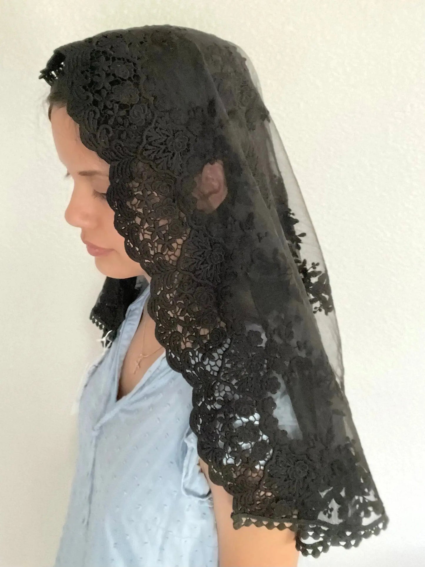 Queen of All Saints D Shape Veil - Women-Women Veil-Black-Mama Mary &amp; Me