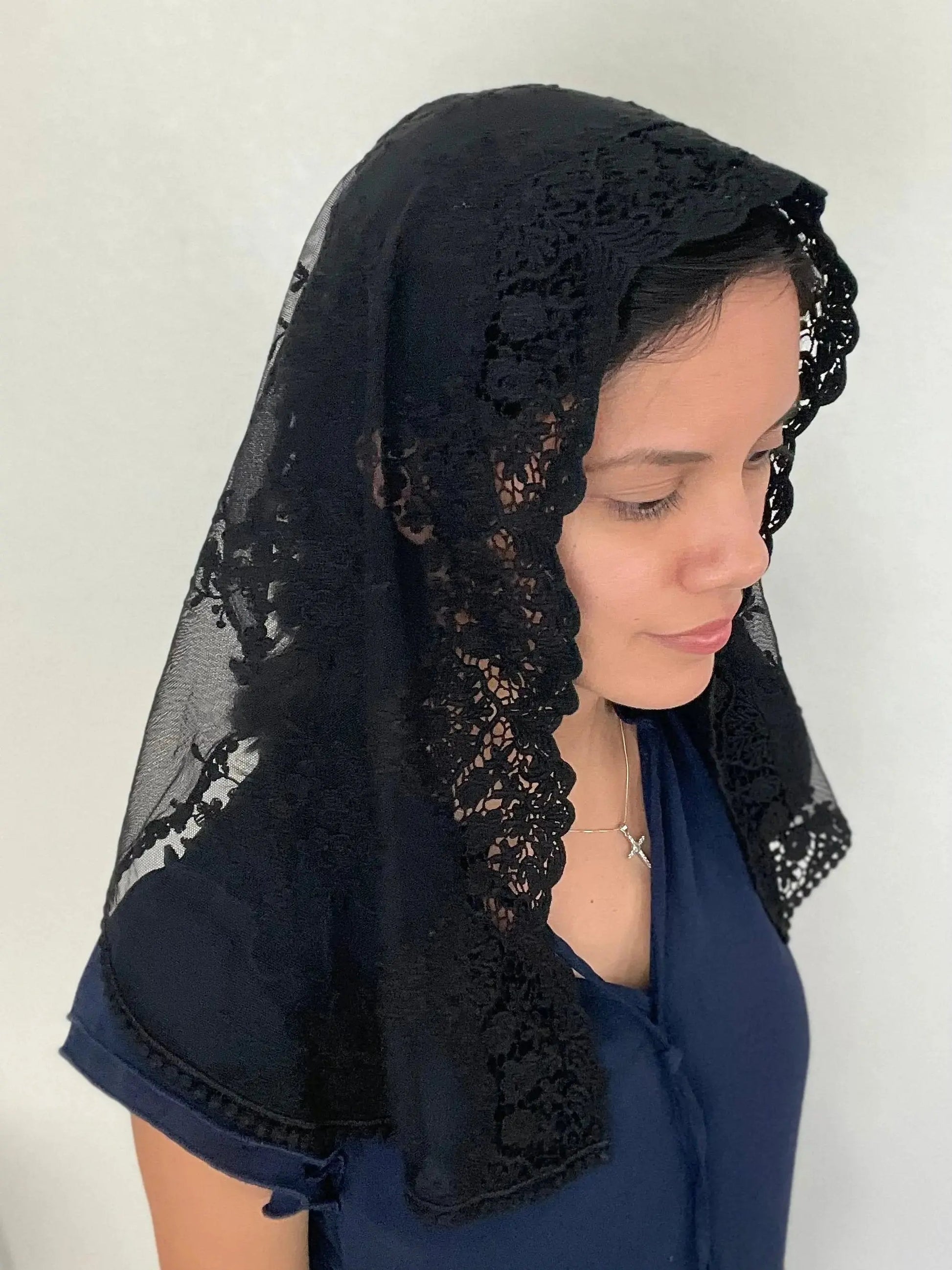 Queen of All Saints Shawl Veil - Girls-Girls Veil-Black-Mama Mary &amp; Me