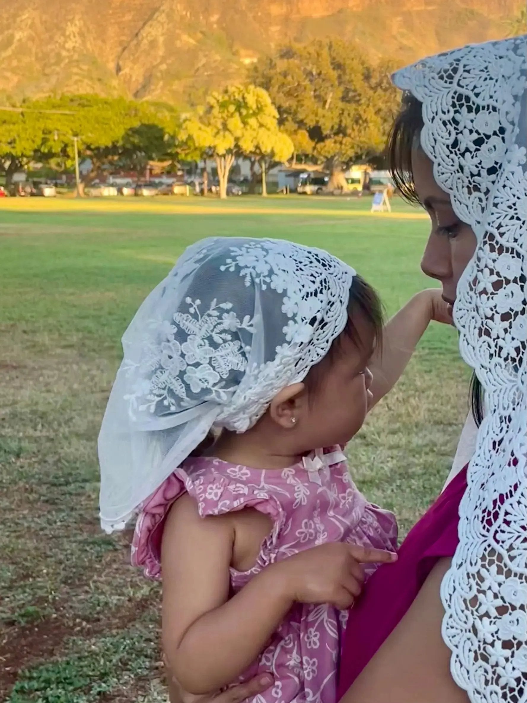 READY TO SHIP - Queen of All Saints - Baby Headband Veil Mama Mary & Me